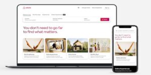 Airbnb homepage showing the company's online marketplace for short-term rentals