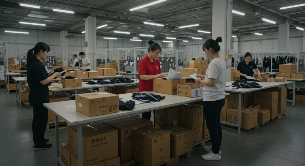 Fashion e-commerce fulfillment center illustrating rapid apparel delivery and quick commerce logistics