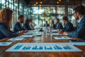 Venture capitalists meeting startup founders to discuss funding and investment opportunities