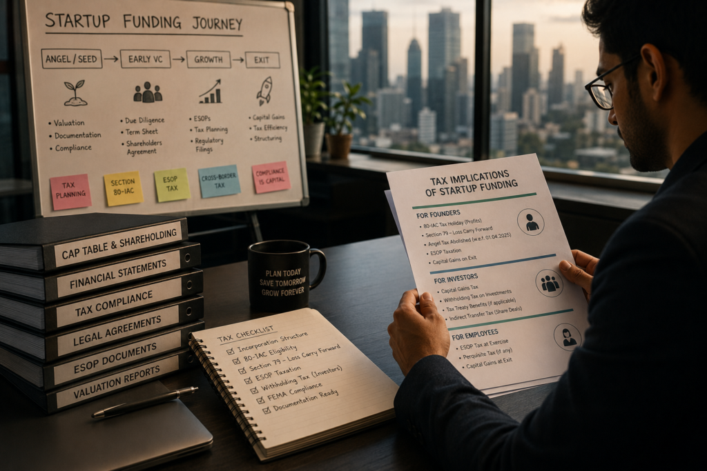 Startup tax planning and funding compliance strategy for founders and investors.