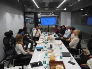 Indian startup founders discussing fundraising strategy with venture capital investors
