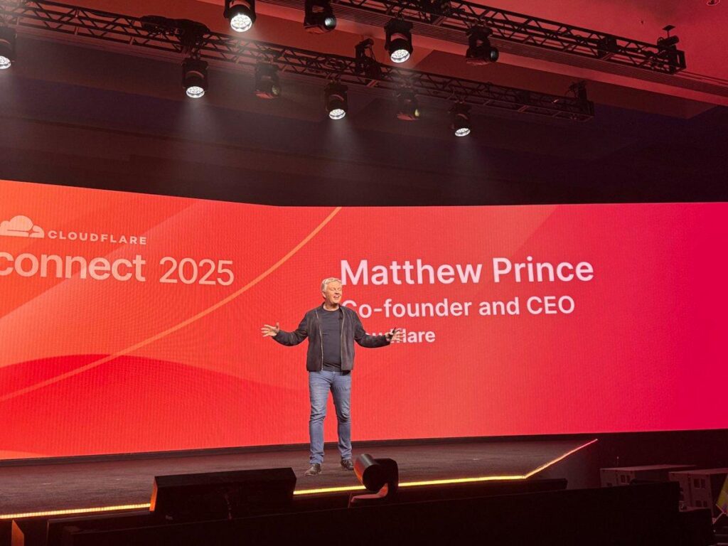 Matthew Prince, co-founder and CEO of Cloudflare, speaking about internet infrastructure and cybersecurity.