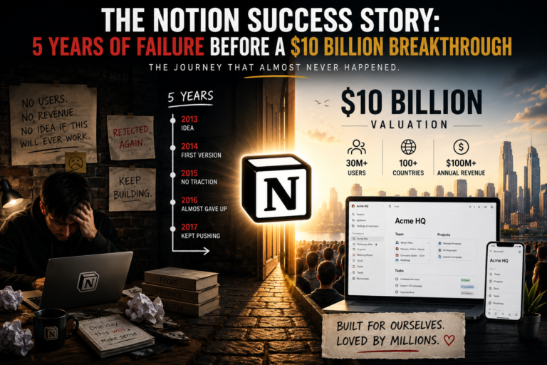 The Notion Success Story: 5 Years of Failure Before a $10 Billion Breakthrough