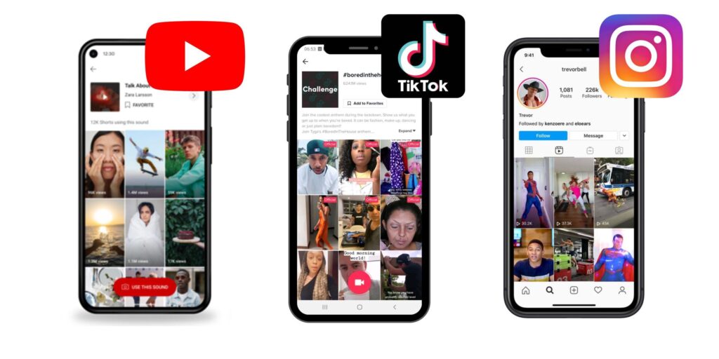 Smartphone displaying short-form video applications illustrating competition between paid and free streaming platforms