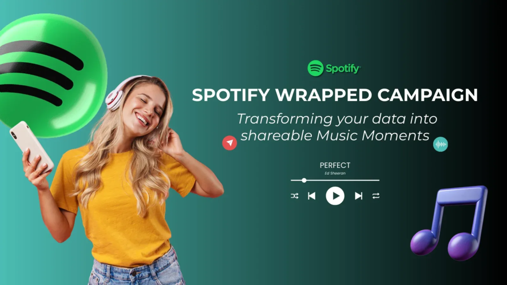 Spotify Wrapped showing personalized listening insights generated from user data and music streaming behavior.