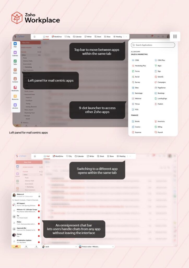 Zoho software ecosystem including CRM accounting email and productivity applications