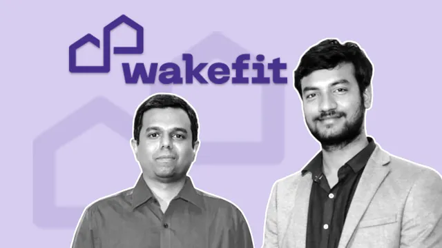 Ankit Garg and Chaitanya Ramalingegowda, co-founders of Wakefit, featured alongside the Wakefit logo representing India's leading D2C sleep and home solutions brand.