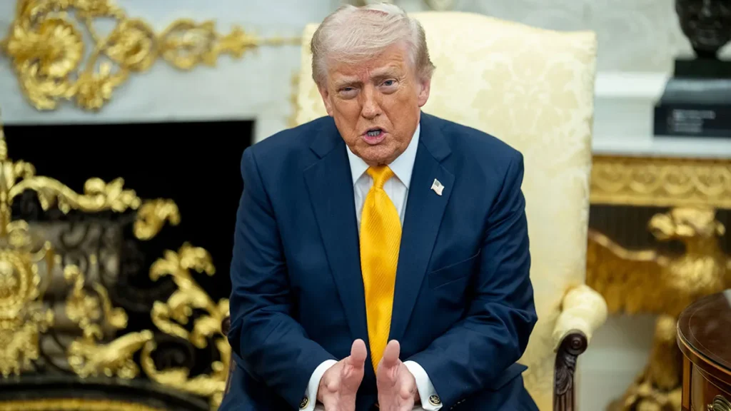A U.S. political leader speaking during an official meeting, representing the federal government’s growing role in artificial intelligence regulation and oversight.
