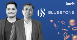 Gaurav Singh Kushwaha, founder and CEO of BlueStone, with the BlueStone logo representing India's leading digital-first omnichannel jewellery brand.