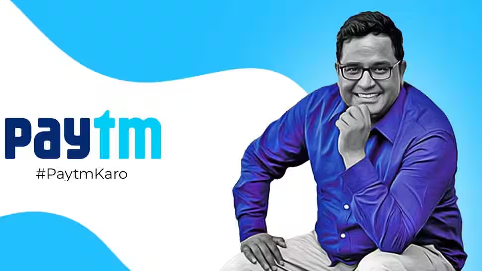 Vijay Shekhar Sharma, founder and CEO of Paytm, with the Paytm logo representing India's leading digital payments and fintech platform.