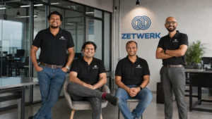 Zetwerk founders and leadership team at the company's headquarters after raising ₹500 crore in pre-IPO funding from Bharat Value Fund.