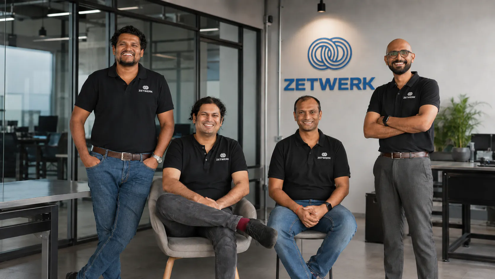 Zetwerk founders and leadership team at the company's headquarters after raising ₹500 crore in pre-IPO funding from Bharat Value Fund.