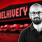 Delhivery logistics founder featured with delivery trucks in a TFN editorial graphic
