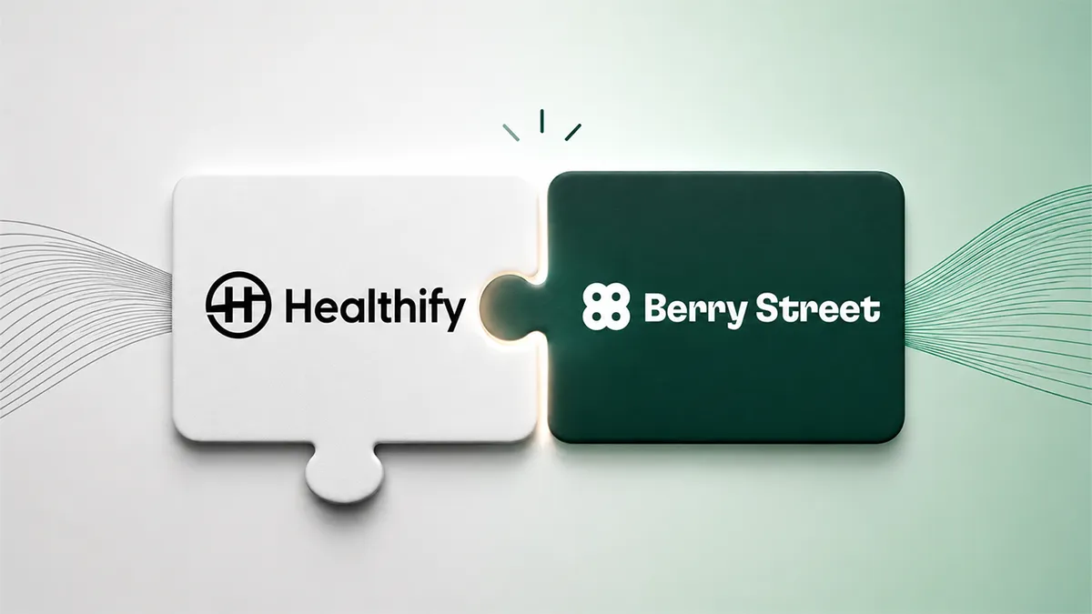 Healthify and Berry Street partnership announcement displayed as two connected puzzle pieces.