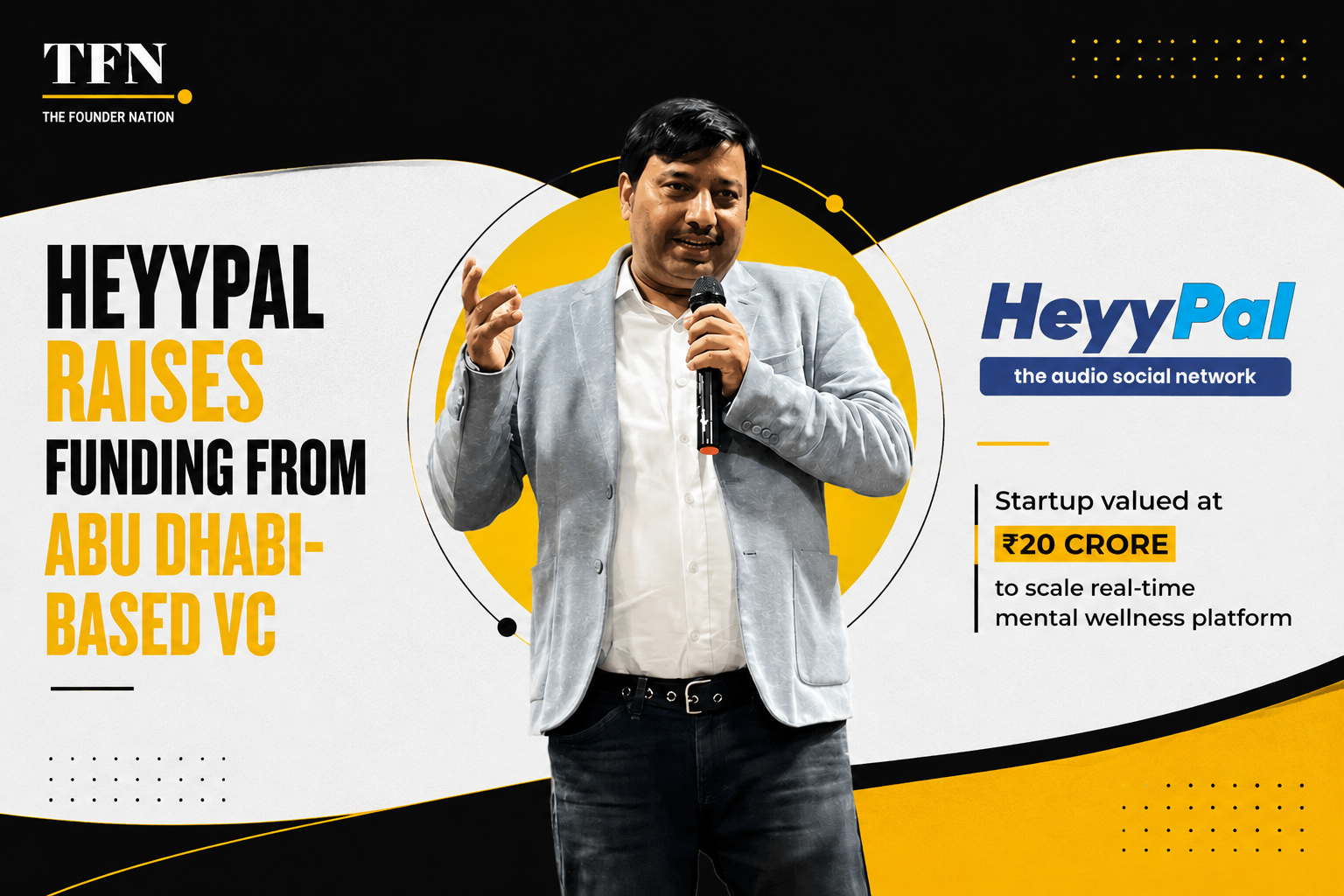 HeyyPal founder featured in a TFN graphic after raising funding from an Abu Dhabi-based VC