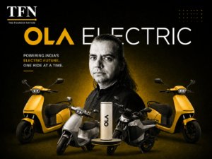 Ola Electric scooters and electric motorcycle featured in a TFN editorial graphic about India's electric vehicle market