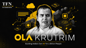 Bhavish Aggarwal-led AI startup Krutrim office building and logo.