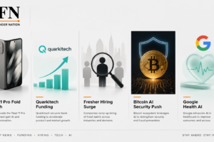 Pixel 11 Pro Fold Launch, Quarkitech Funding, Fresher Hiring Surge, Bitcoin AI Security Push, and Google Health AI
