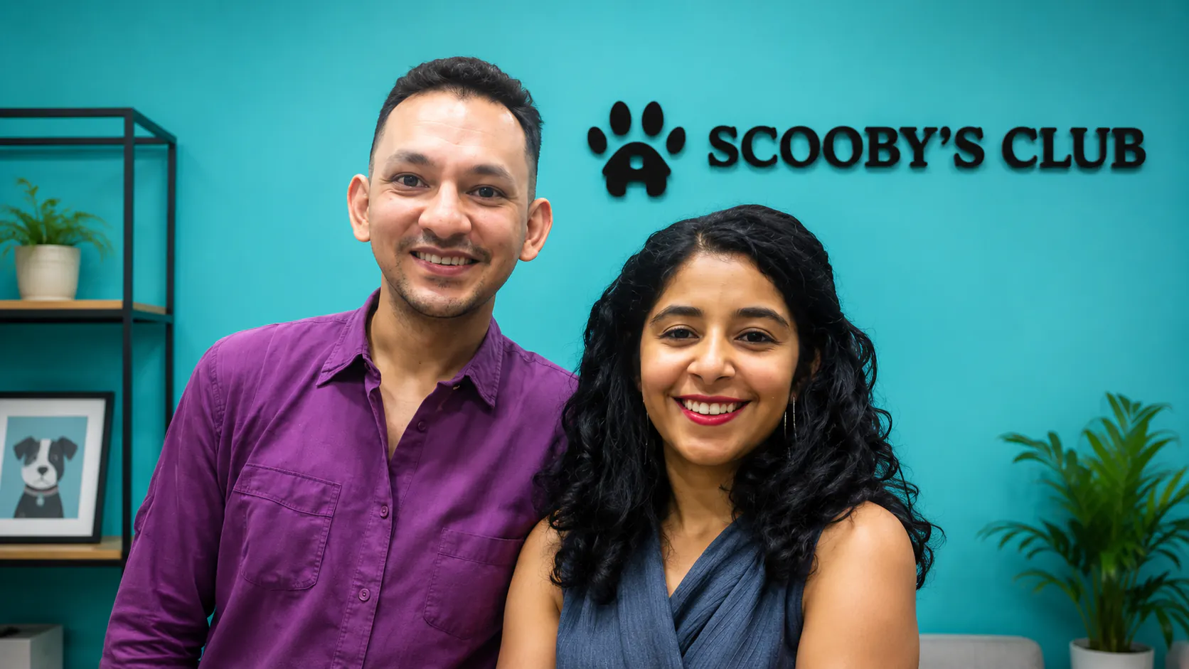 The founders of Scooby’s Club, an India-based pet care startup, posing at their office.