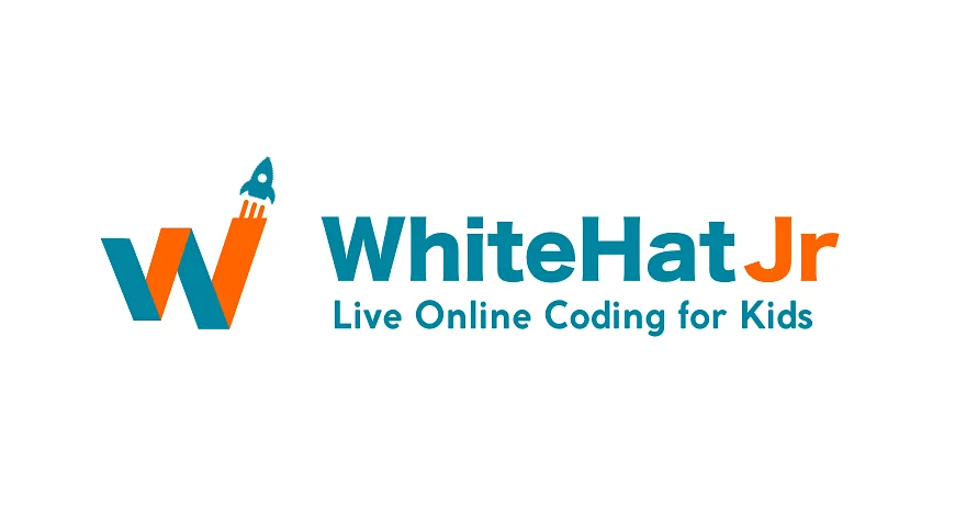 WhiteHat Jr founder Karan Bajaj and the WhiteHat Jr logo