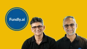Fundly.ai founders posing with the Fundly.ai logo, representing the AI-powered fintech startup.