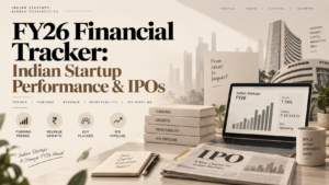 FY26 financial tracker highlighting Indian startup performance, funding trends, growth, and IPO pipeline.