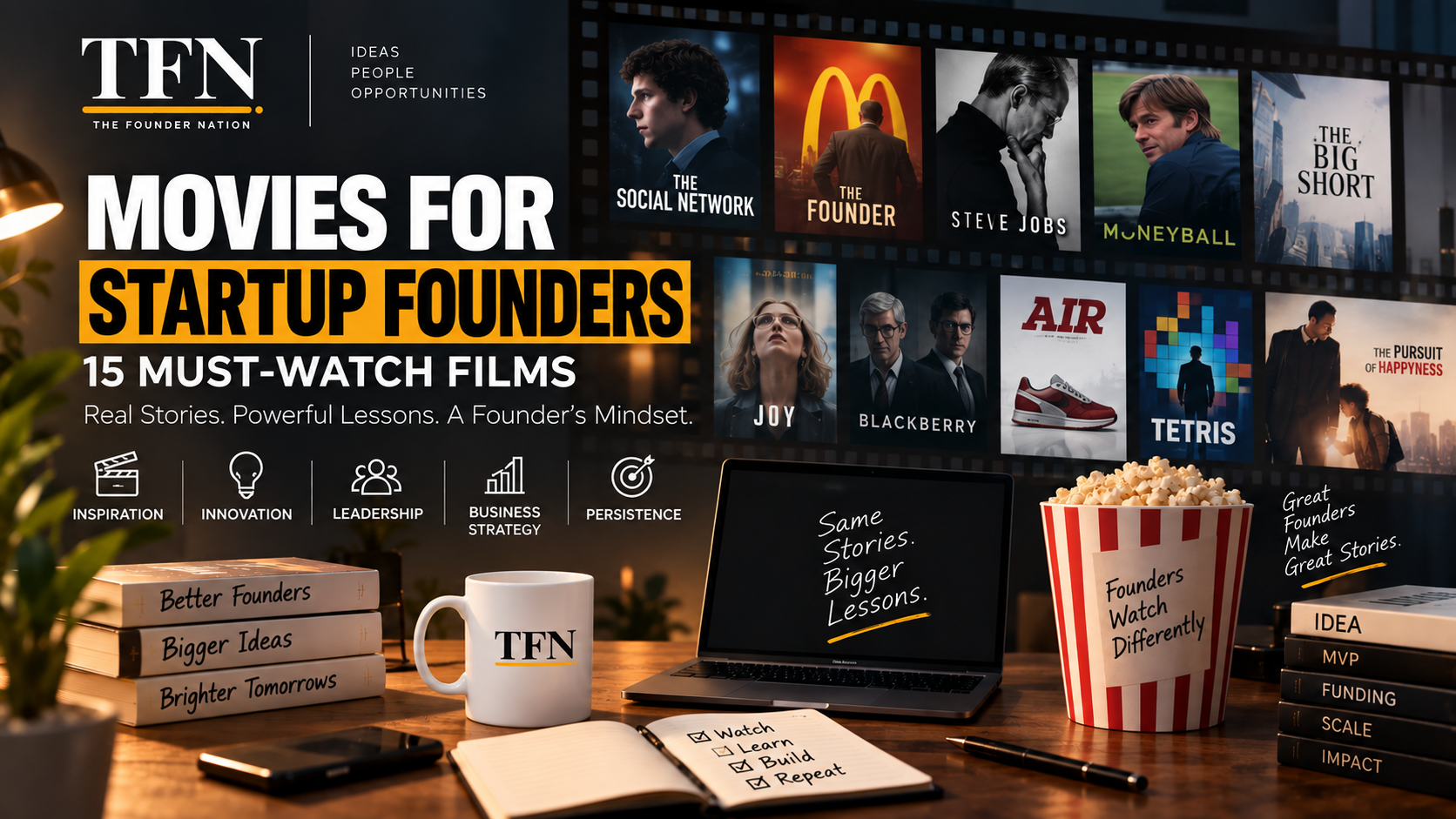 Movies for startup founders featuring 15 must-watch films about entrepreneurship, innovation, leadership and business strategy