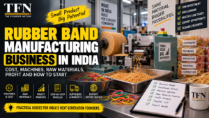 Rubber band manufacturing business in India showing machines, production and profit potential
